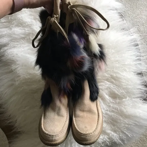 Foot Candy Colorful Fur Embellished Boots