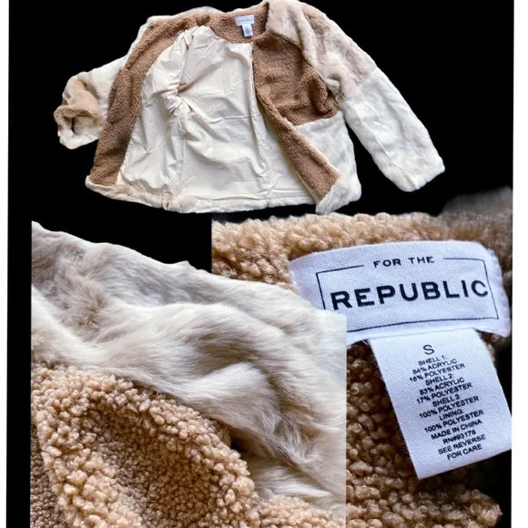 FOR THE REPUBLIC Chic Faux Mixed Fur Jacket Coat