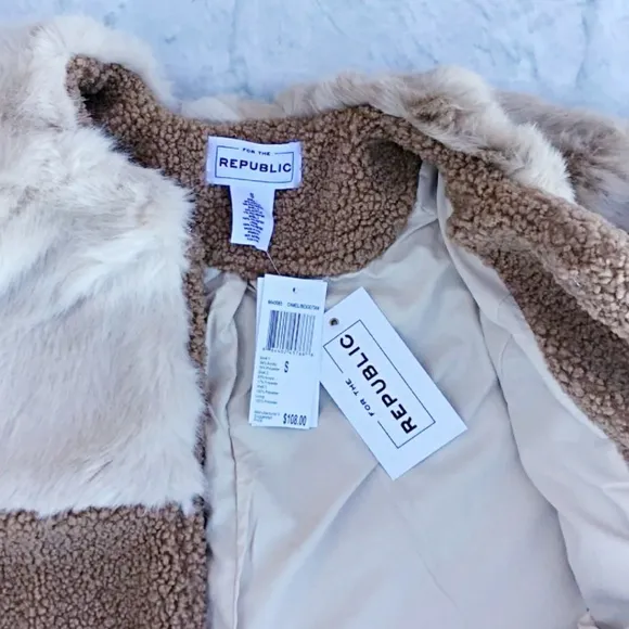 FOR THE REPUBLIC Chic Faux Mixed Fur Jacket Coat