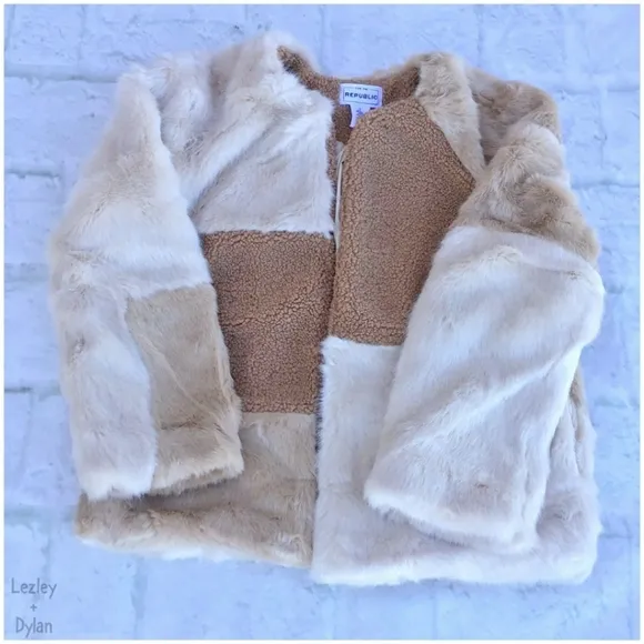 FOR THE REPUBLIC Chic Faux Mixed Fur Jacket Coat