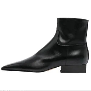 FOWT Women Square Toe Side Zipper Ankle Boot Block Low Heel Short Boots Black