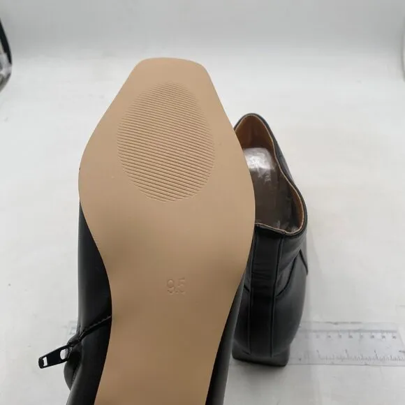 FOWT Women Square Toe Side Zipper Ankle Boot Block Low Heel Short Boots Black