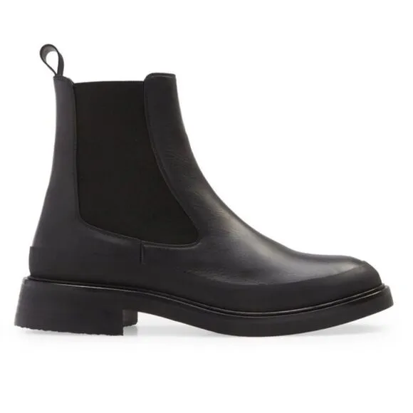 Frame Denim Women’s Le Holland Leather &amp; Rubber Chelsea Boot in Black Size 37