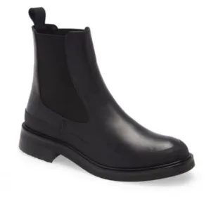 Frame Denim Women’s Le Holland Leather &amp; Rubber Chelsea Boot in Black Size 37