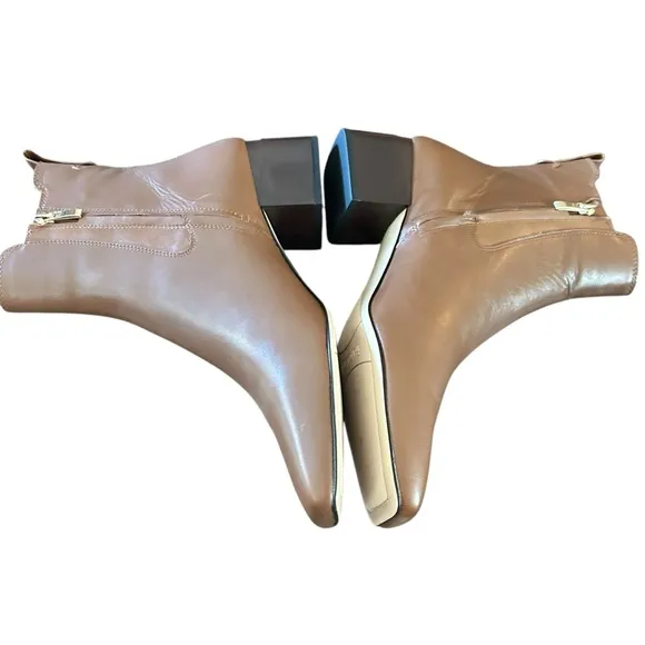 Franco Sarto Waxton Leather Block Heel Square Toe Booties NEW Size 10