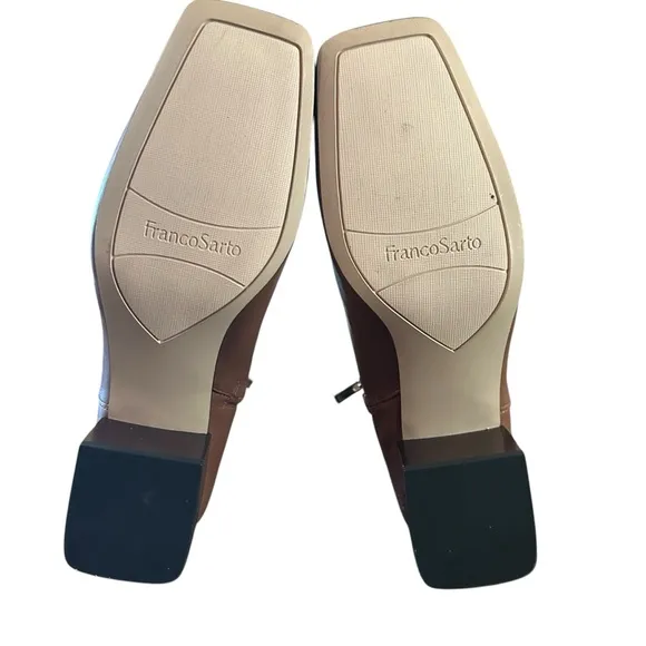 Franco Sarto Waxton Leather Block Heel Square Toe Booties NEW Size 10