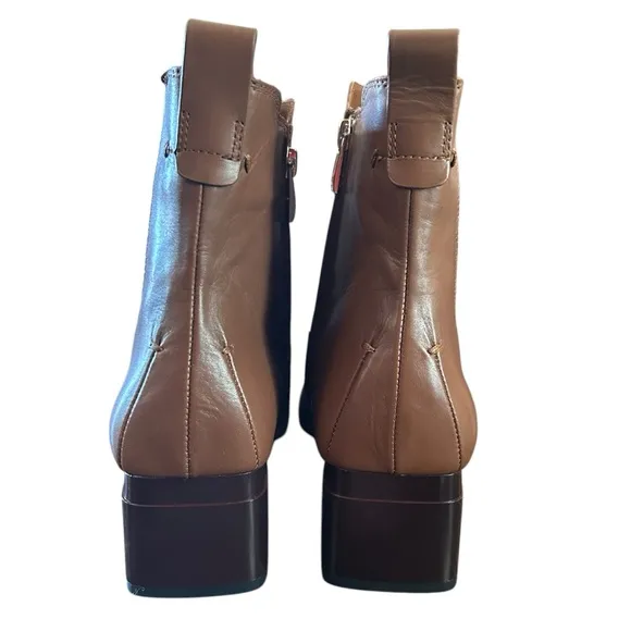 Franco Sarto Waxton Leather Block Heel Square Toe Booties NEW Size 10