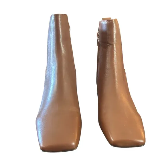 Franco Sarto Waxton Leather Block Heel Square Toe Booties NEW Size 10