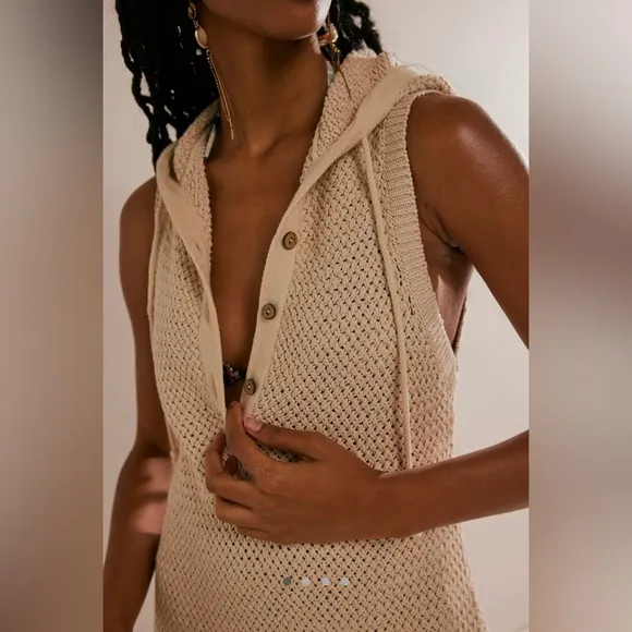 Free People Ainsley Sweater Mini in Wet Plaster Neutral size Small