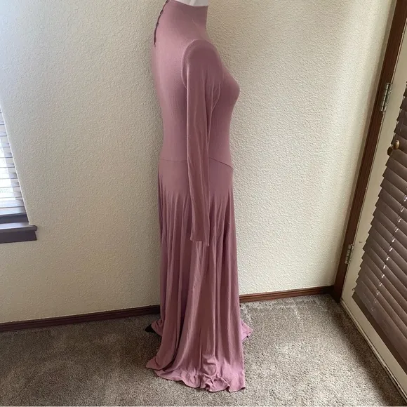 Free People Beach Pescado Mauve Pink Maxi Long A Line High Neck Dress: X-Small