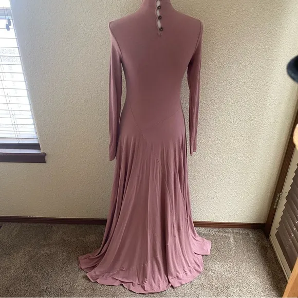 Free People Beach Pescado Mauve Pink Maxi Long A Line High Neck Dress: X-Small