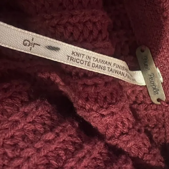 Free People Burgundy Oversize Knit Turtleneck Cowl Neck Sweater Dress Size Large