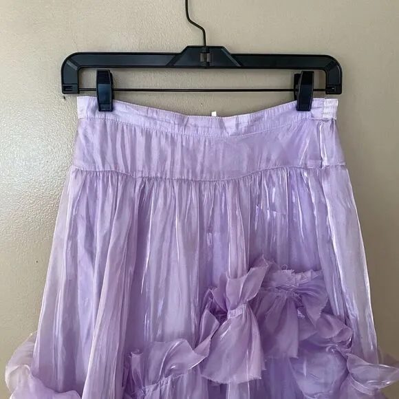 FREE PEOPLE Chevelle Violet Ruffle Maxi Skirt Purple Shimmer NWT SZ XS $198
