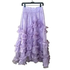 FREE PEOPLE Chevelle Violet Ruffle Maxi Skirt Purple Shimmer NWT SZ XS $198