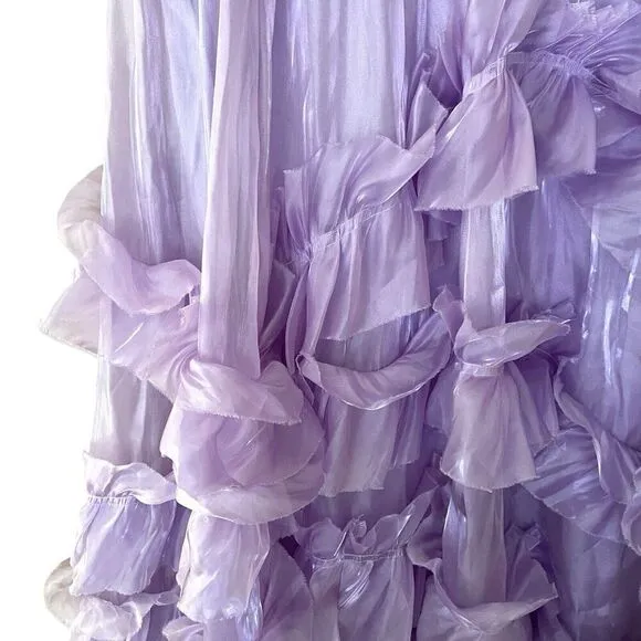 FREE PEOPLE Chevelle Violet Ruffle Maxi Skirt Purple Shimmer NWT SZ XS $198