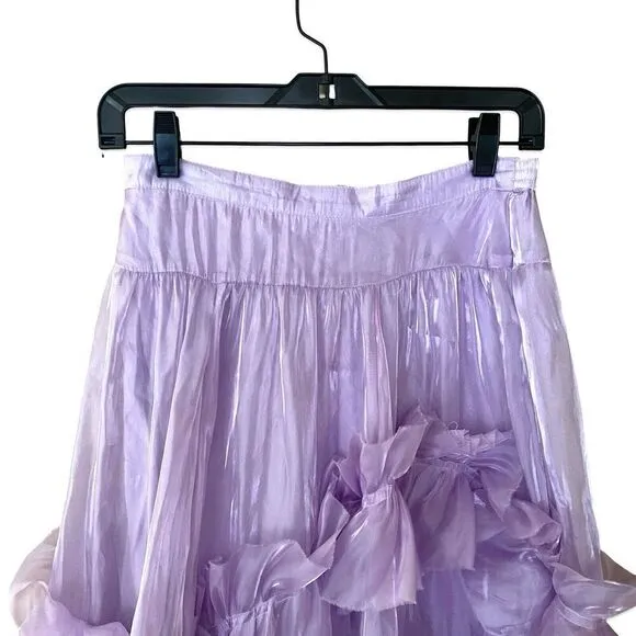 FREE PEOPLE Chevelle Violet Ruffle Maxi Skirt Purple Shimmer NWT SZ XS $198