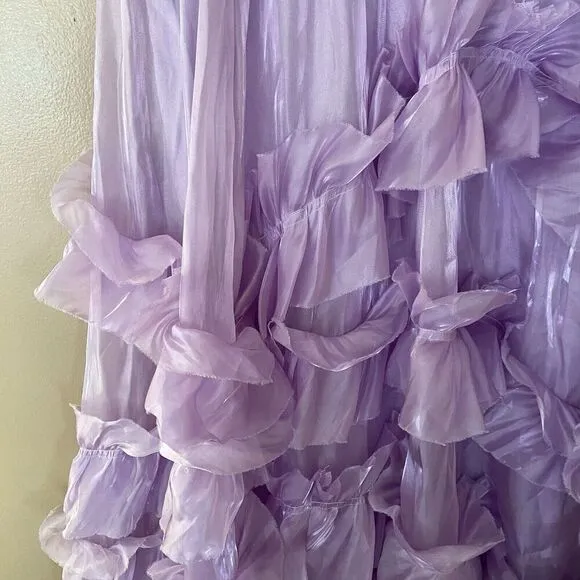 FREE PEOPLE Chevelle Violet Ruffle Maxi Skirt Purple Shimmer NWT SZ XS $198