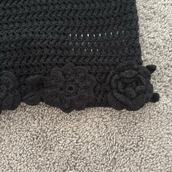 Free People Flora Crochet Mini Skirt, Black, M, NWOT