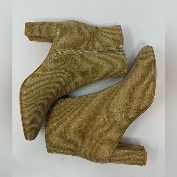 Free People FR x FP Vegan Gold Sparkle Shimmer Ankle Boots.Size 10.