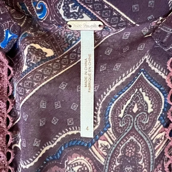Free People Moonlight Bay Dress in Purple Paisley. Size 4