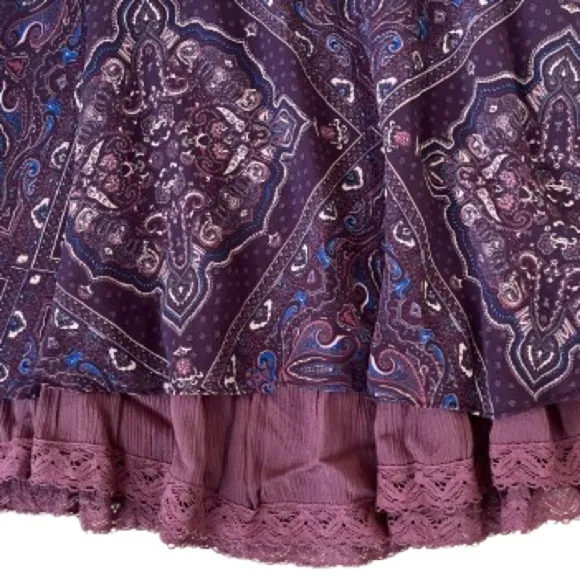Free People Moonlight Bay Dress in Purple Paisley. Size 4
