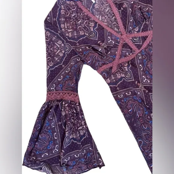 Free People Moonlight Bay Dress in Purple Paisley. Size 4