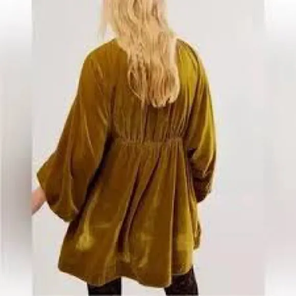 Free People Portia Velvet Mini Dress Chartreuse
