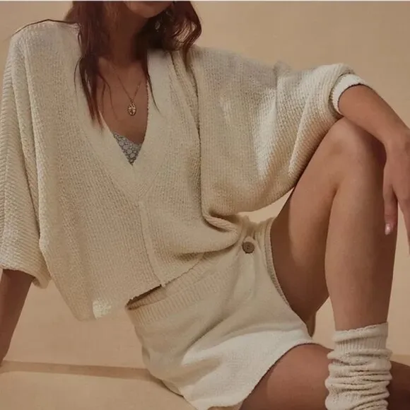 Free People Primavera Skort Sweater Set in Ivory Large NWT