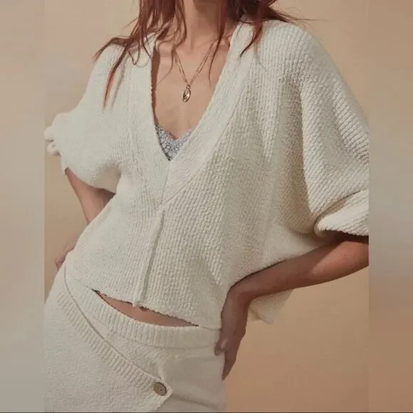 Free People Primavera Skort Sweater Set in Ivory Large NWT