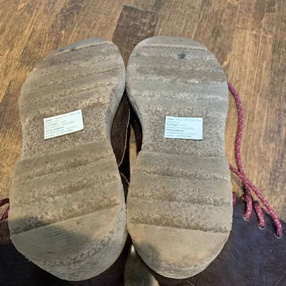 Free People Taos Maroon Cow Fur Combat Boots, Size 40/9.5