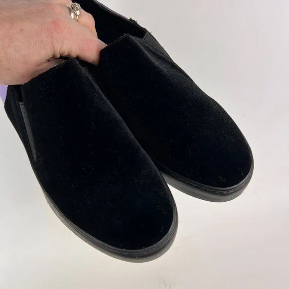 Free People Varsity women's size 7.5 black velvet purple leather slip on shoes