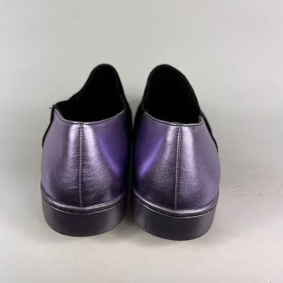Free People Varsity women's size 7.5 black velvet purple leather slip on shoes
