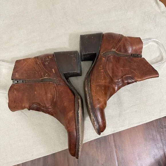 FREEBIRD by Steven &quot;Salt&quot; Side Zip Ankle Boots Distressed in Brown Leather