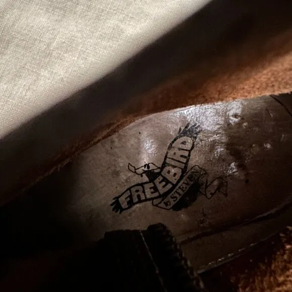FREEBIRD by Steven &quot;Salt&quot; Side Zip Ankle Boots Distressed in Brown Leather
