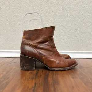 FREEBIRD by Steven &quot;Salt&quot; Side Zip Ankle Boots Distressed in Brown Leather