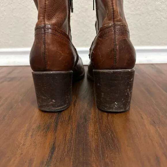FREEBIRD by Steven &quot;Salt&quot; Side Zip Ankle Boots Distressed in Brown Leather