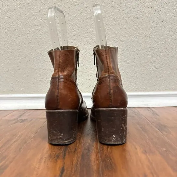FREEBIRD by Steven &quot;Salt&quot; Side Zip Ankle Boots Distressed in Brown Leather