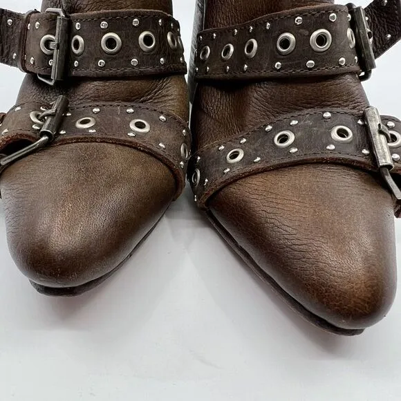 Freebird by Steven Joust Boots Women 7‎ Brown Buckle Moto leather boho festival