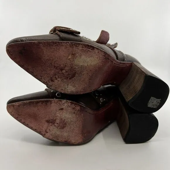 Freebird by Steven Joust Boots Women 7‎ Brown Buckle Moto leather boho festival