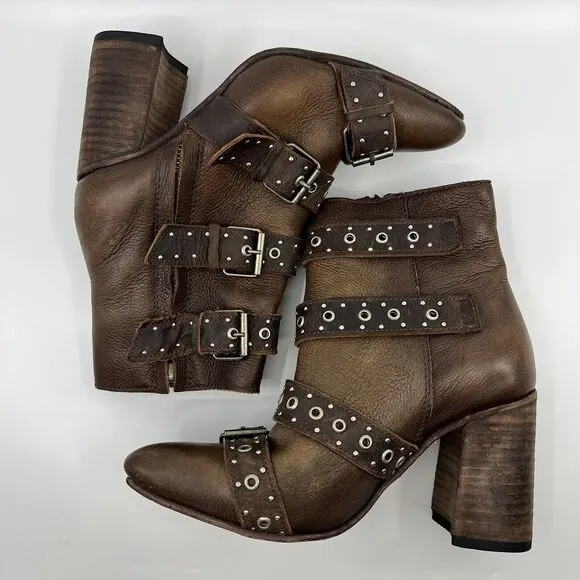 Freebird by Steven Joust Boots Women 7‎ Brown Buckle Moto leather boho festival