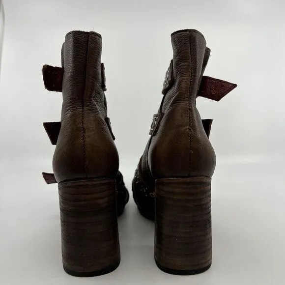 Freebird by Steven Joust Boots Women 7‎ Brown Buckle Moto leather boho festival