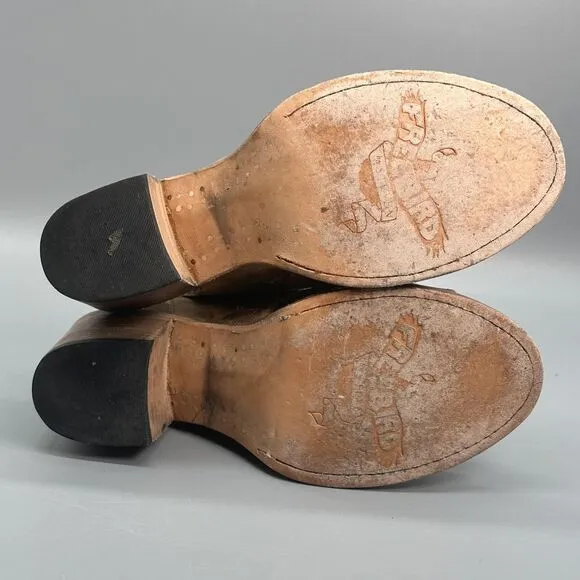 Freebird By Steven Quail Shoe Womens 7 Buckled Heels Peep Toe Tan Brown Boots