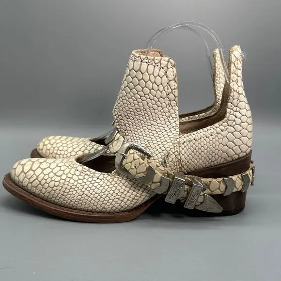 Freebird By Steven Tan Blade Womens 5 Reptile Snake Distressed Buckle Boot Shoe