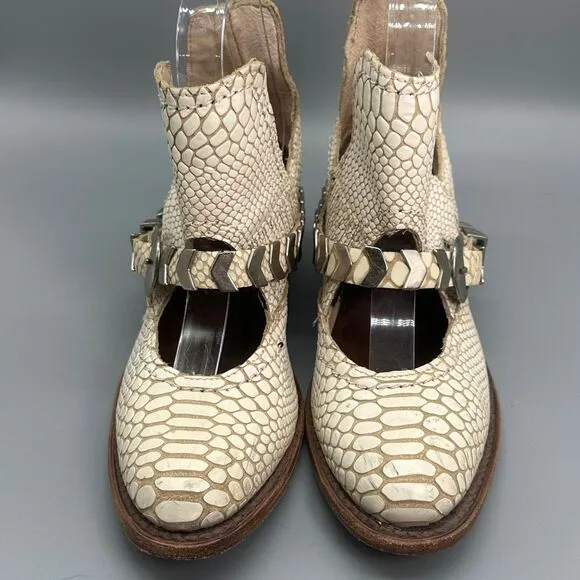 Freebird By Steven Tan Blade Womens 5 Reptile Snake Distressed Buckle Boot Shoe