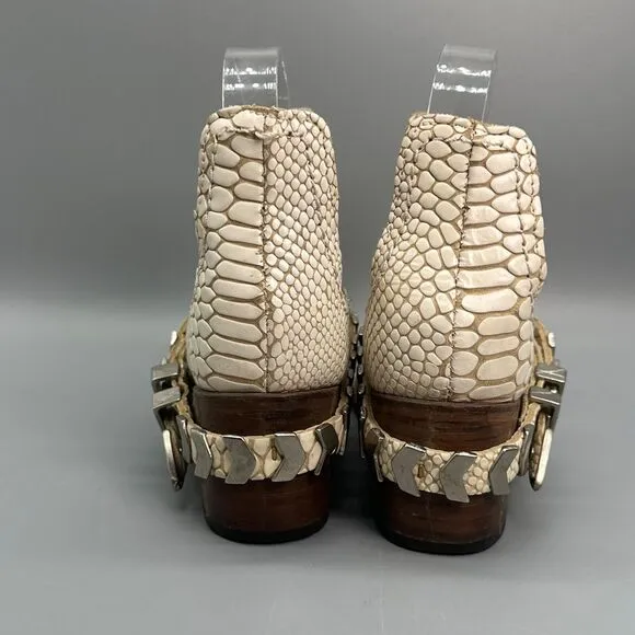 Freebird By Steven Tan Blade Womens 5 Reptile Snake Distressed Buckle Boot Shoe