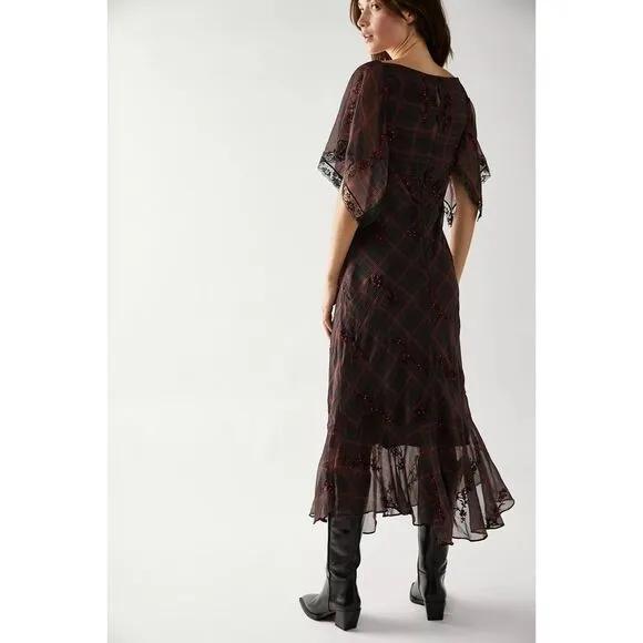 Free People Fallen Flowers Embellished Midi Dress