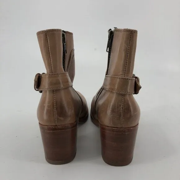 Frye Beige Leather Ankle Boots &amp; Booties | Heeled with Zip Closure