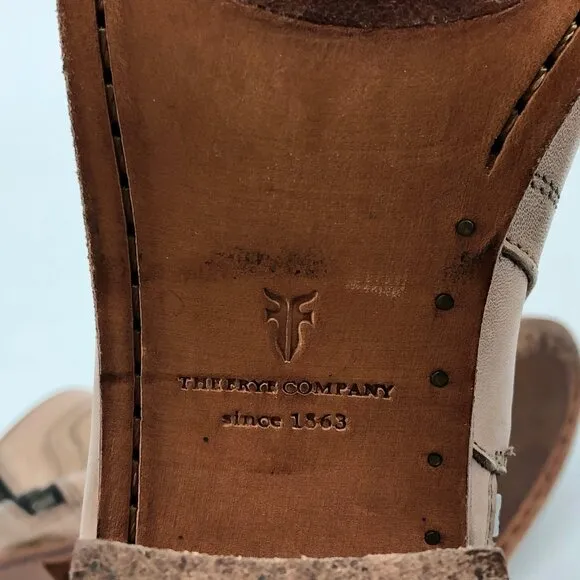 Frye Beige Leather Ankle Boots &amp; Booties | Heeled with Zip Closure