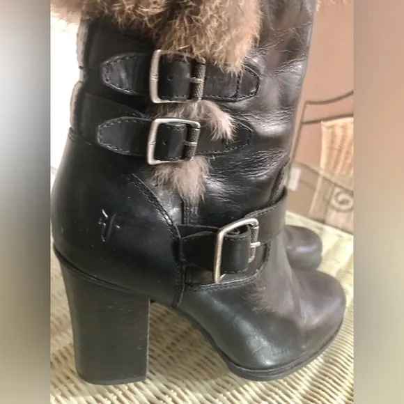 Frye Black Penny Luxe Moto Short Heeled Boots Sz 8.5