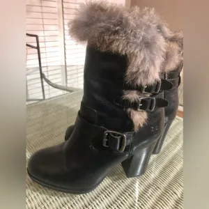 Frye Black Penny Luxe Moto Short Heeled Boots Sz 8.5